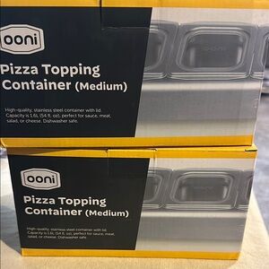 Medium Pizza Topping Containers - Stainless Steel (Silver)